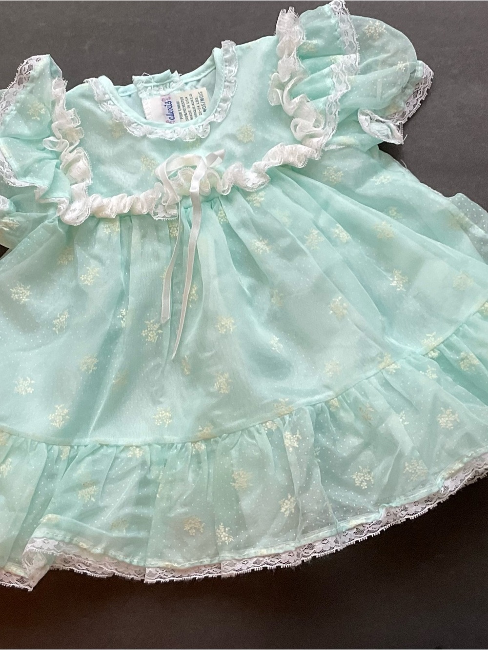 Vintage Alexis Mint Green Lace Ruffle Dress